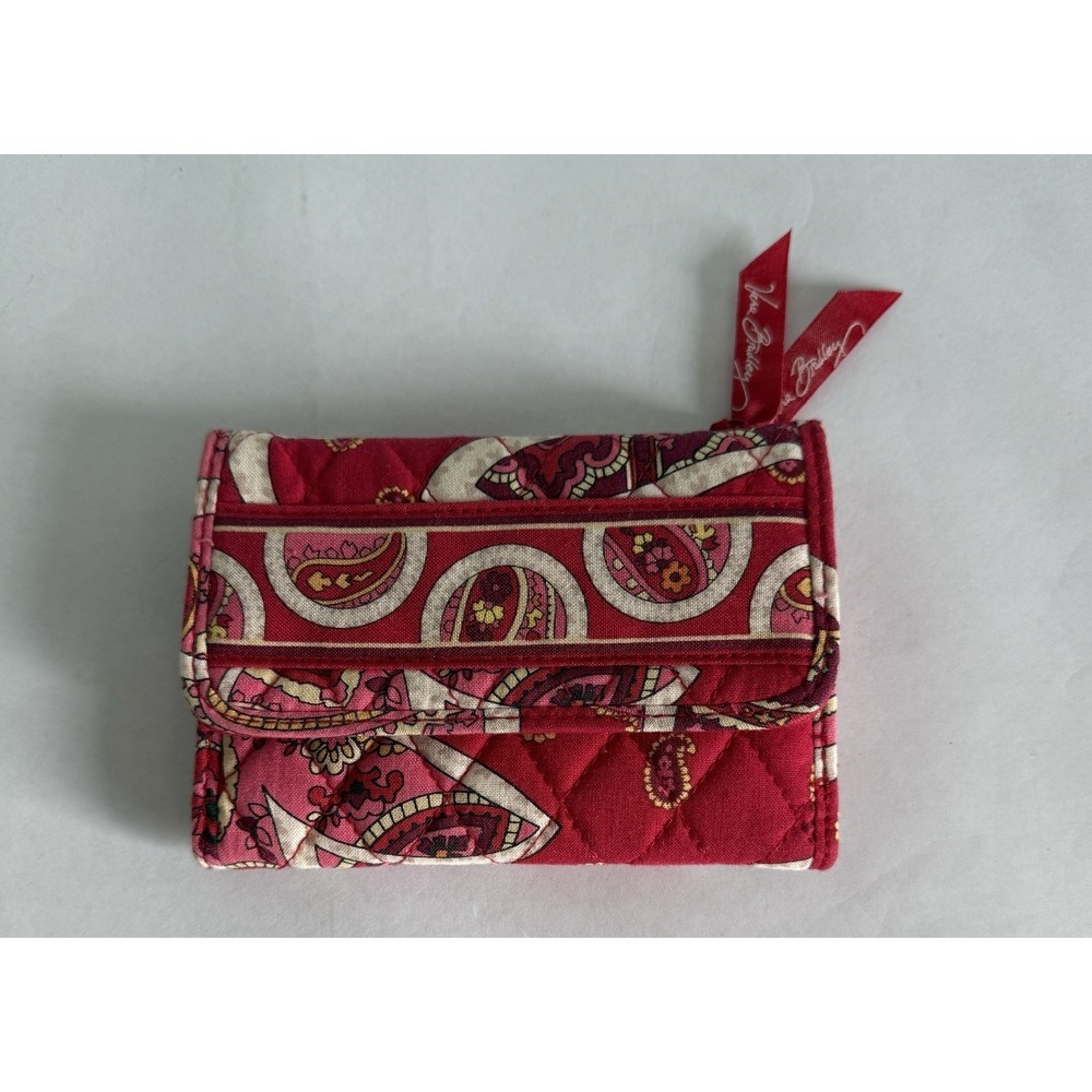 Retired Vera Bradley ROSIE POSIES Euro Wallet EXC Red/Pink